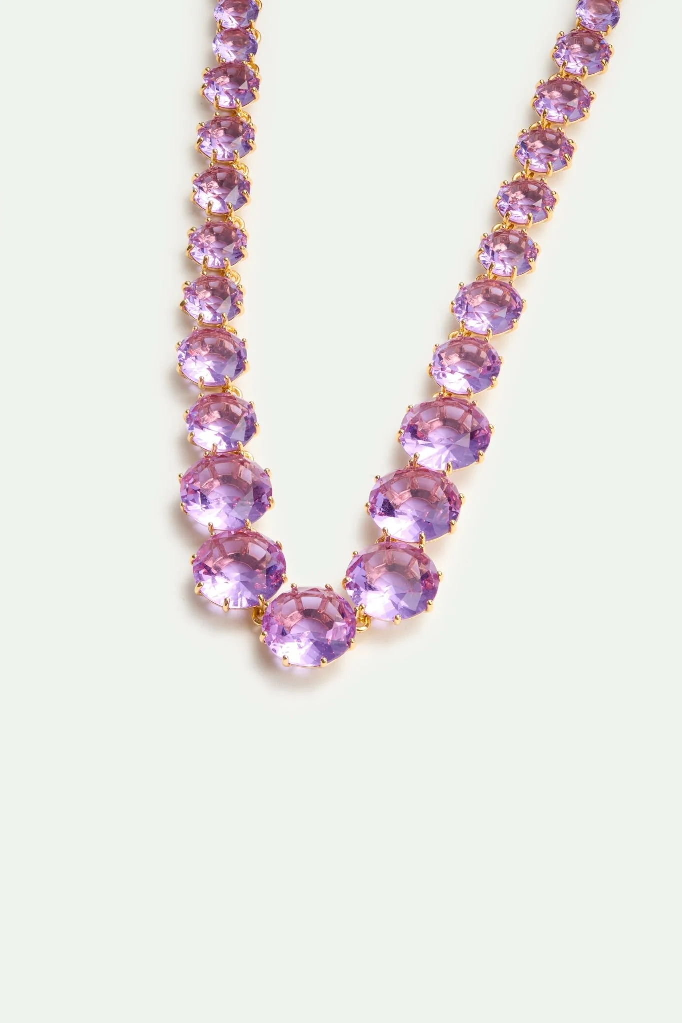 Long Lavender Diamantine Round Stone Necklace | AVLD3511 - Image 3