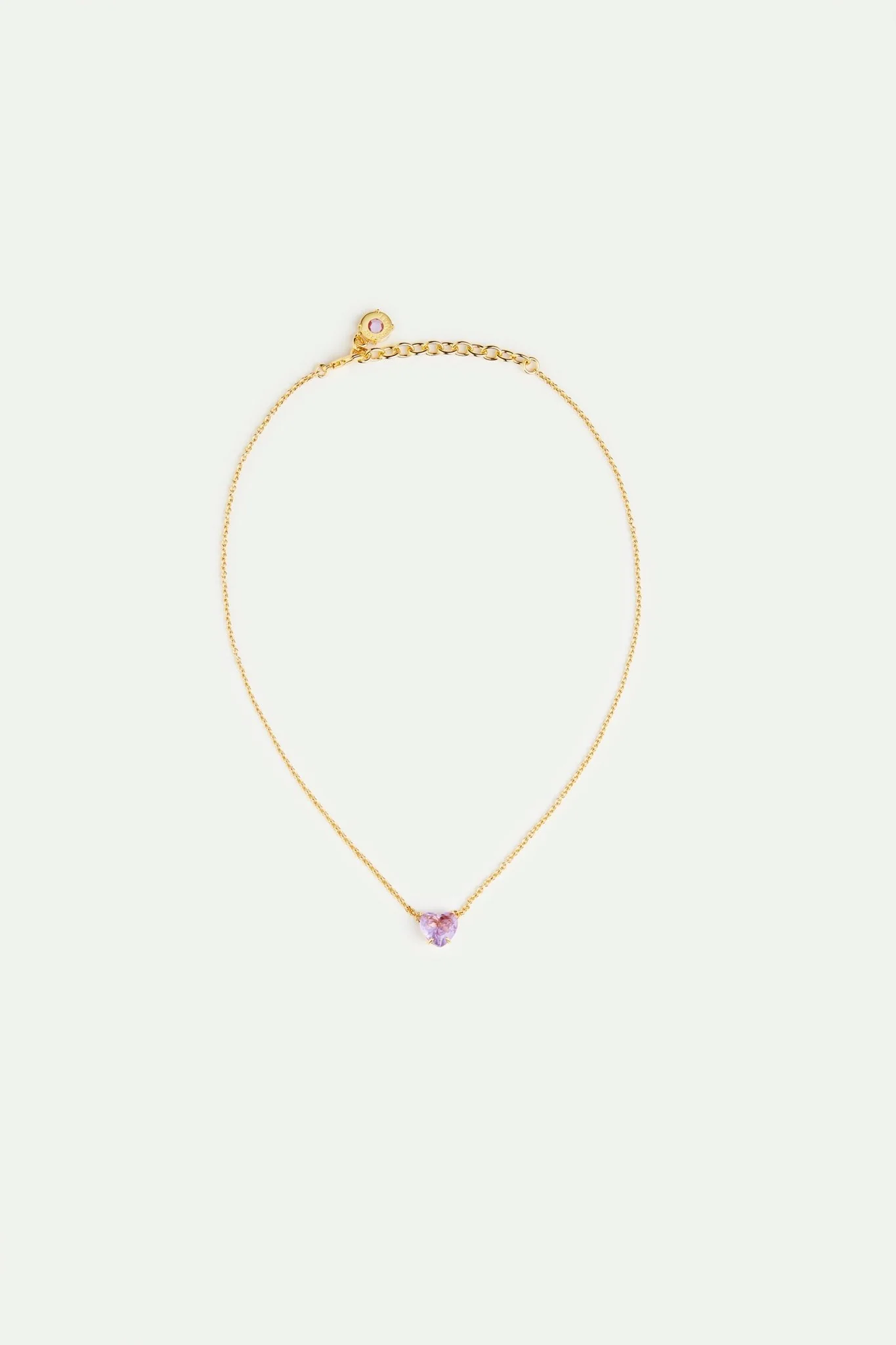 Fine Lavender Diamantine Heart-Shaped Stone Necklace | AVLD3531 - Image 3