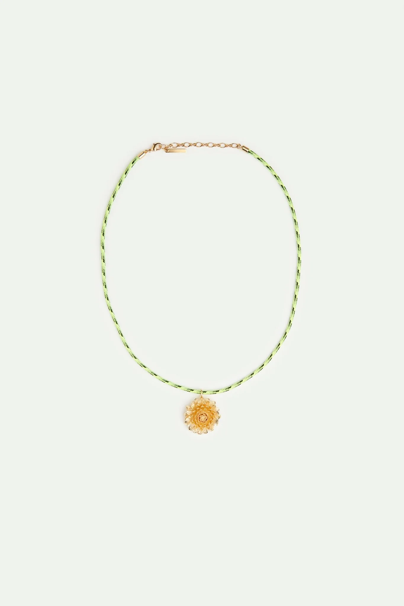 Green Cord And Golden Dandelion Necklace | AVNF3071 - Image 2