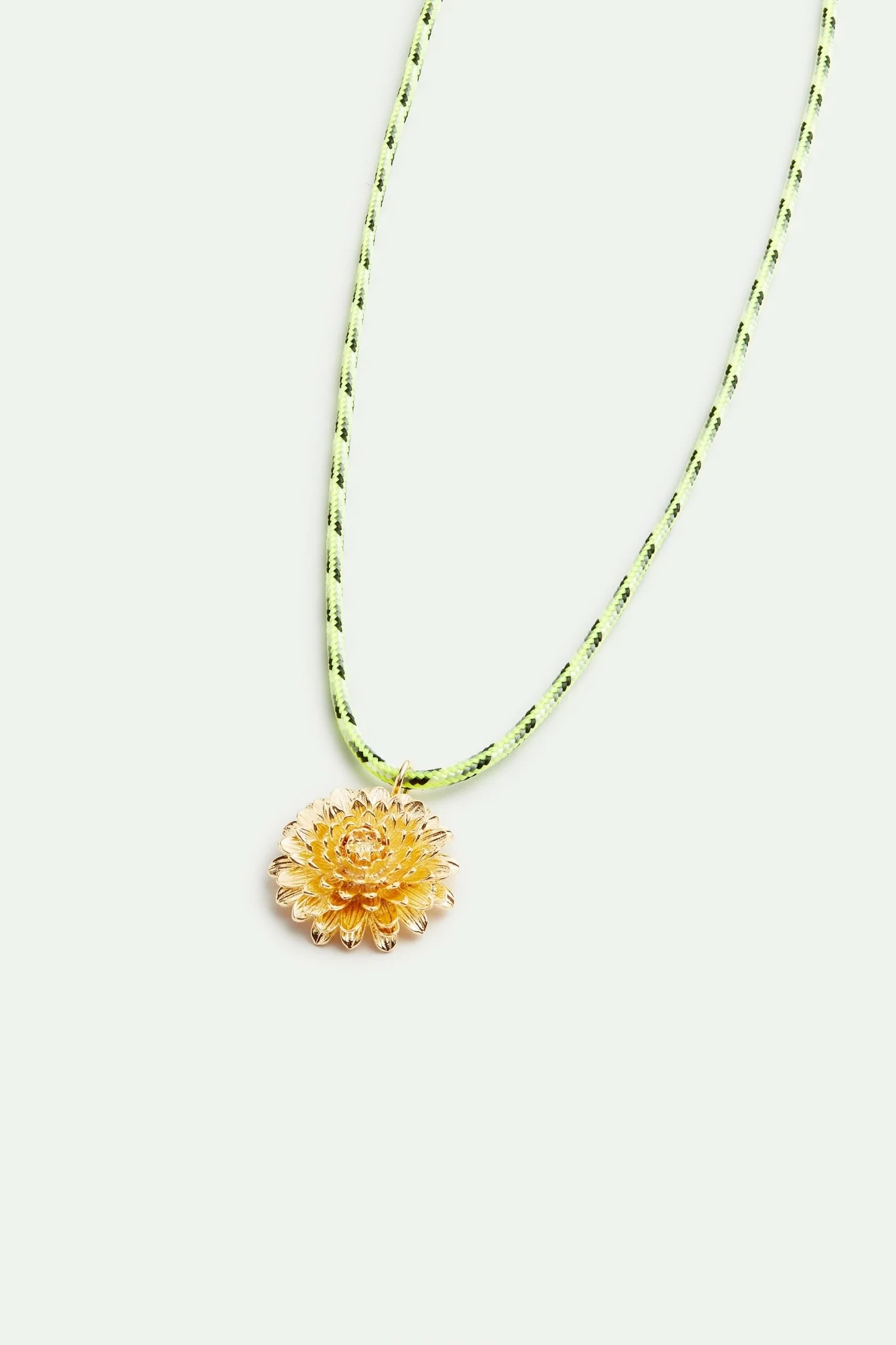 Green Cord And Golden Dandelion Necklace | AVNF3071 - Image 3