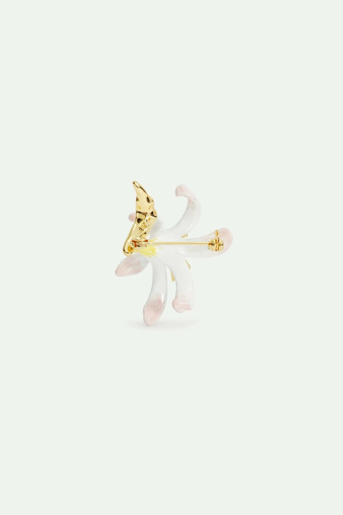 White Lily Flower And Crystal Brooch | AVOP5011 - Image 2