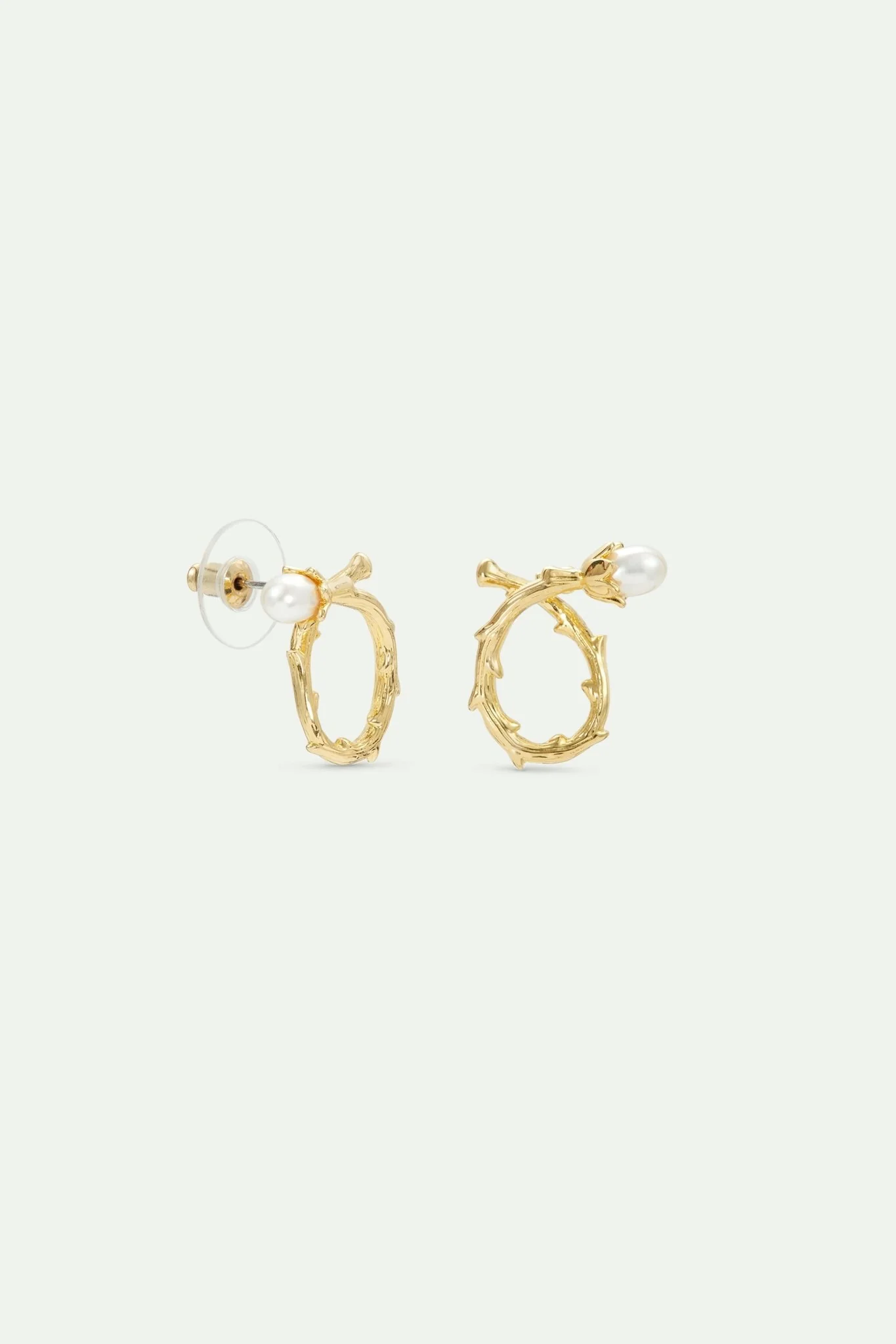 Twisted Post Golden Hoop Earrings | AVPE1021 - Image 2