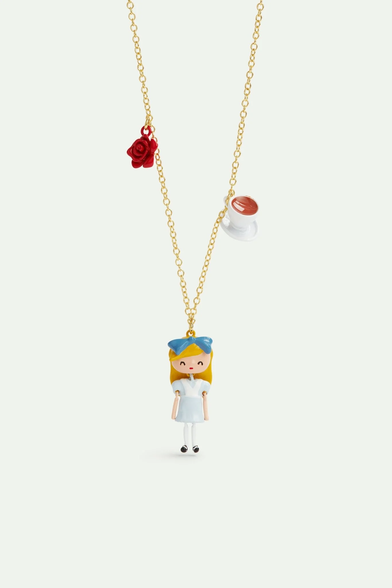 Alice In Wonderland, Tea Cup And Rose Pendant Necklace | AVPO3051
