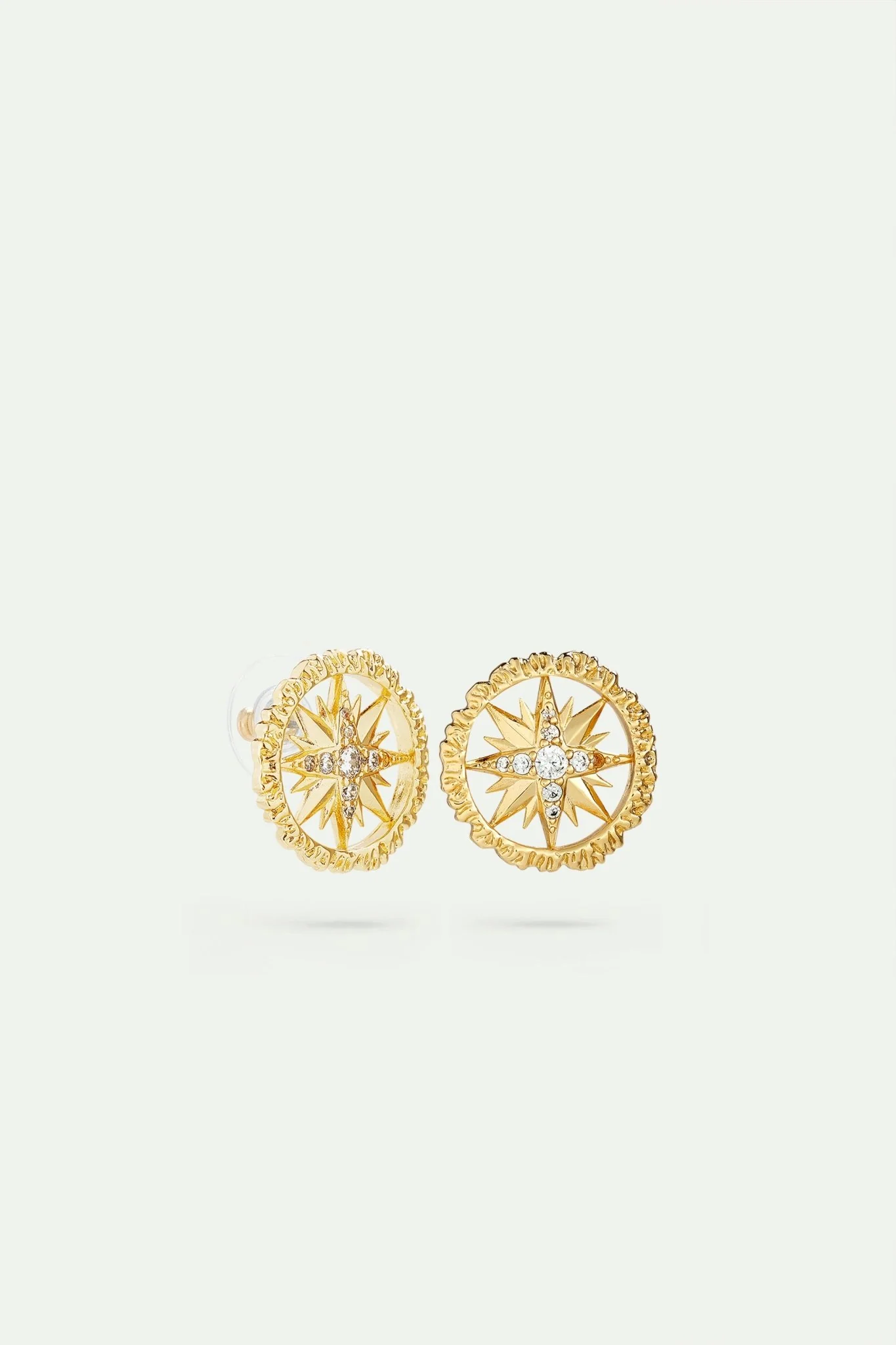 Golden Compass Rose Post Earring | AVSE1171 - Image 2