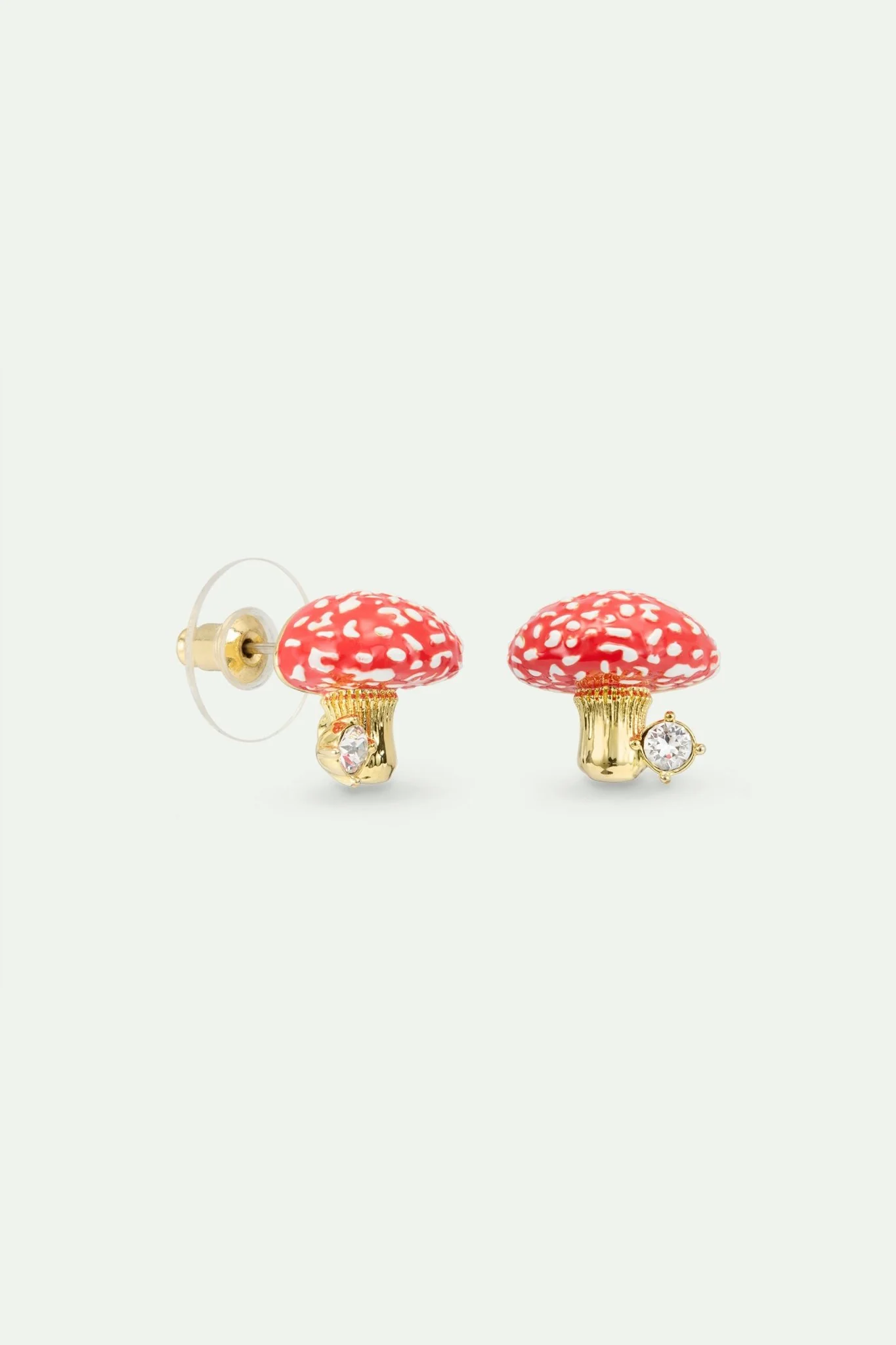 Gold And Red Mushroom Post Earrings | AWBB1031 - Image 2