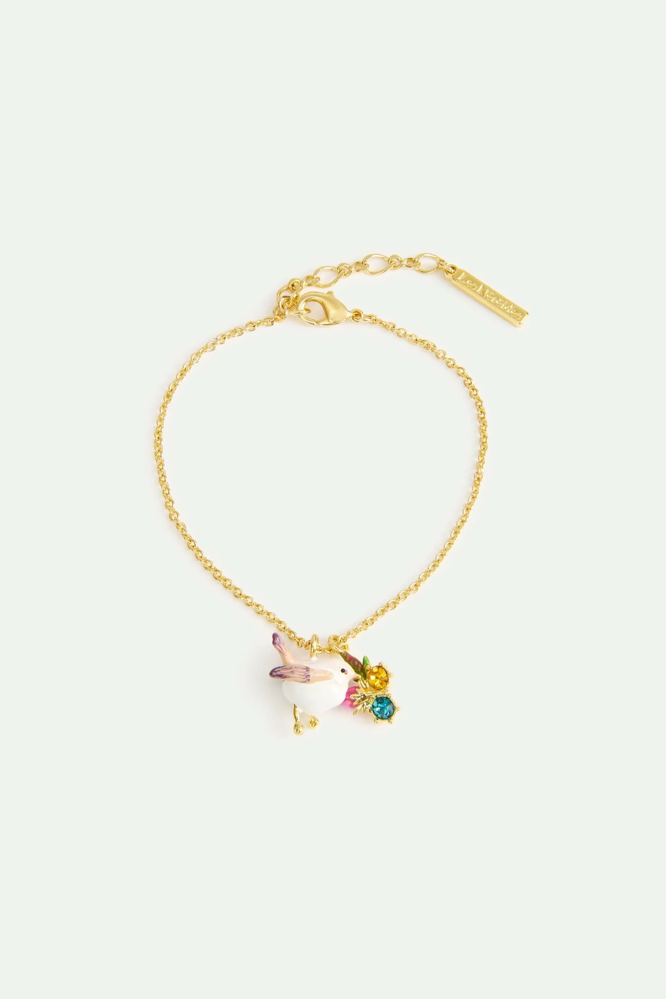 Snow Bunting & Rosebud Pendant Bracelet | AWBB2011