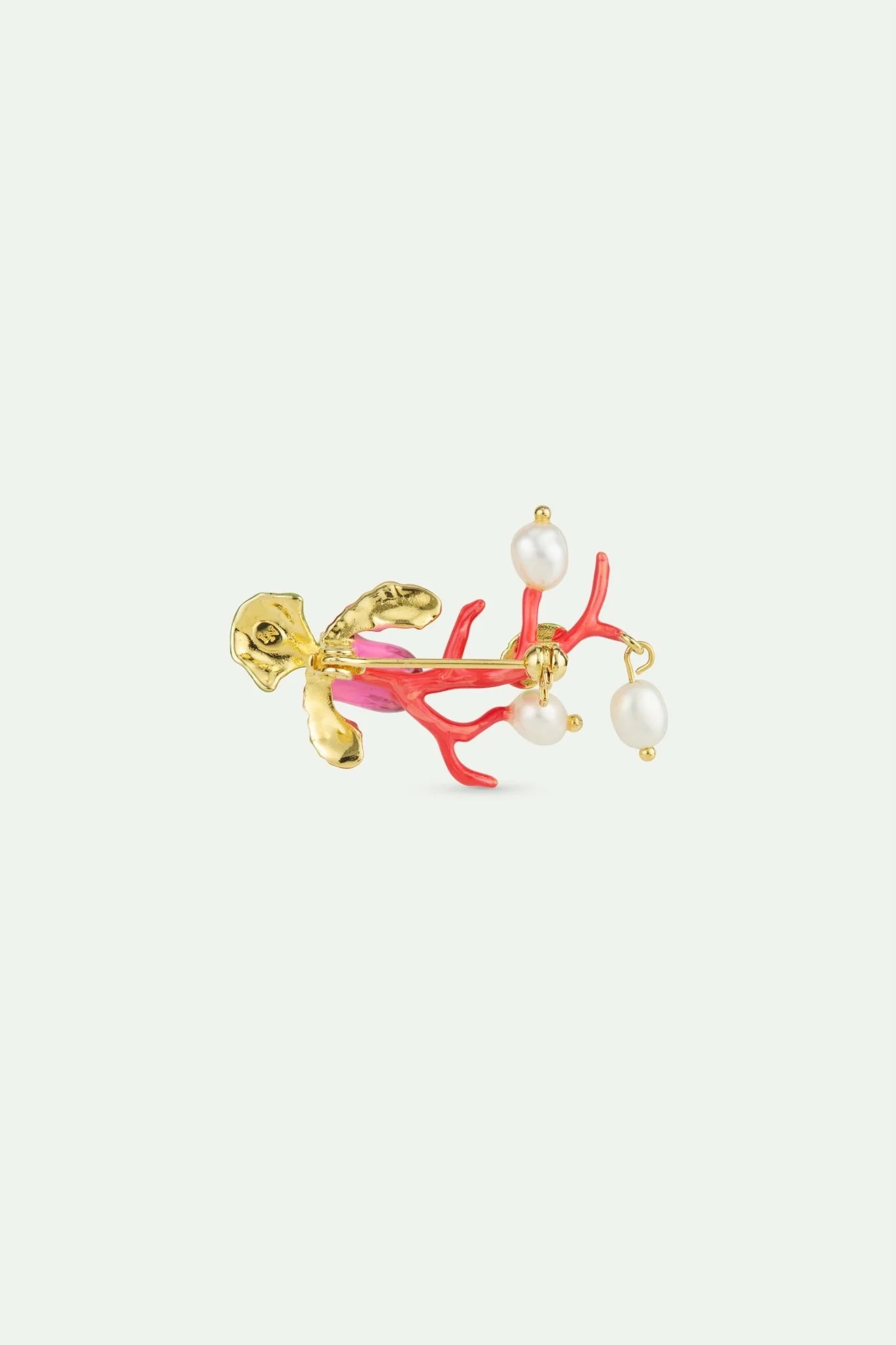 Purple Lady'S Slipper Orchid Brooch Red Coral | AWCC5021 - Image 2