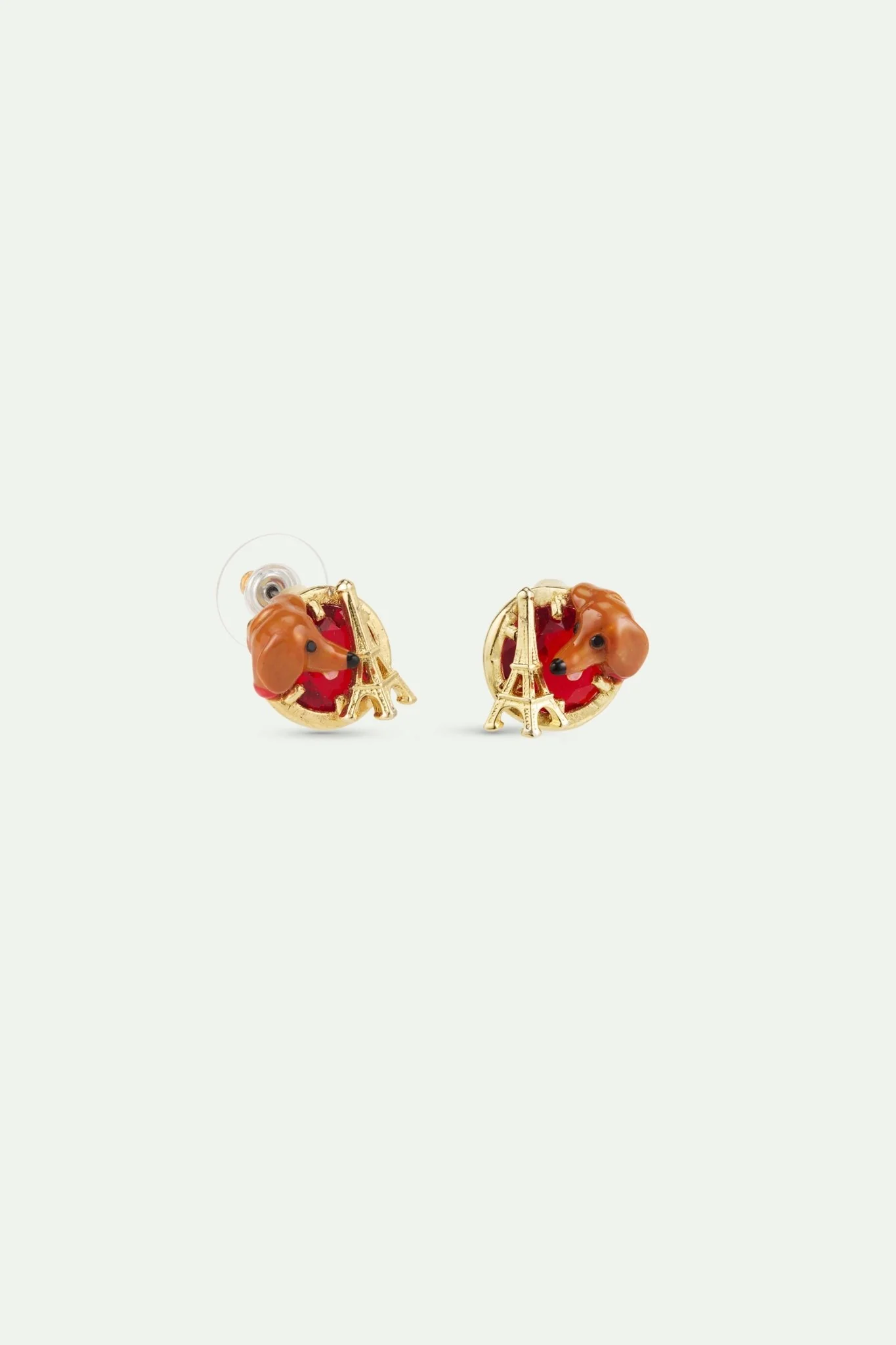 Dachshund & Eiffel Tower Sleeper Earrings | AWLA1031 - Image 2