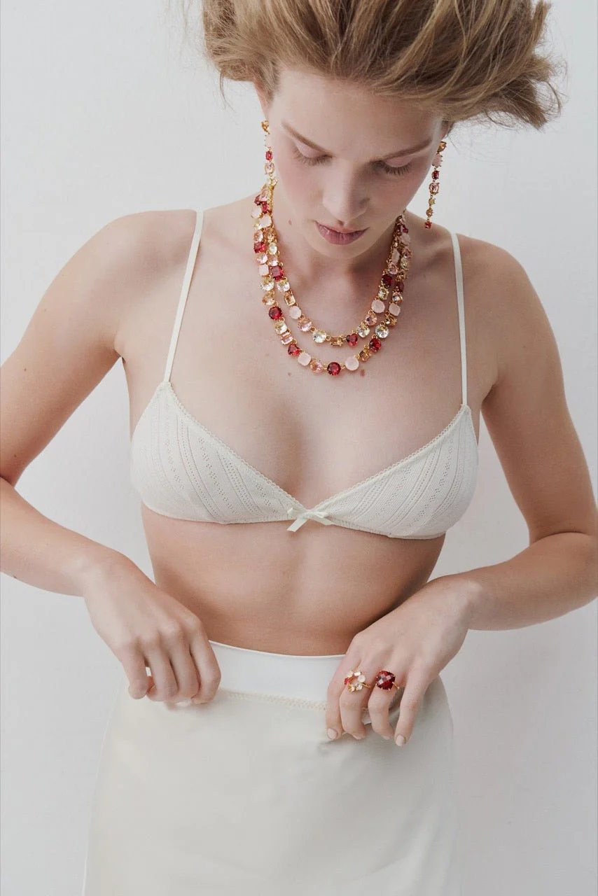 Gradient Pink Diamantine Statement Double Row Necklace | AWLD3551 - Image 6