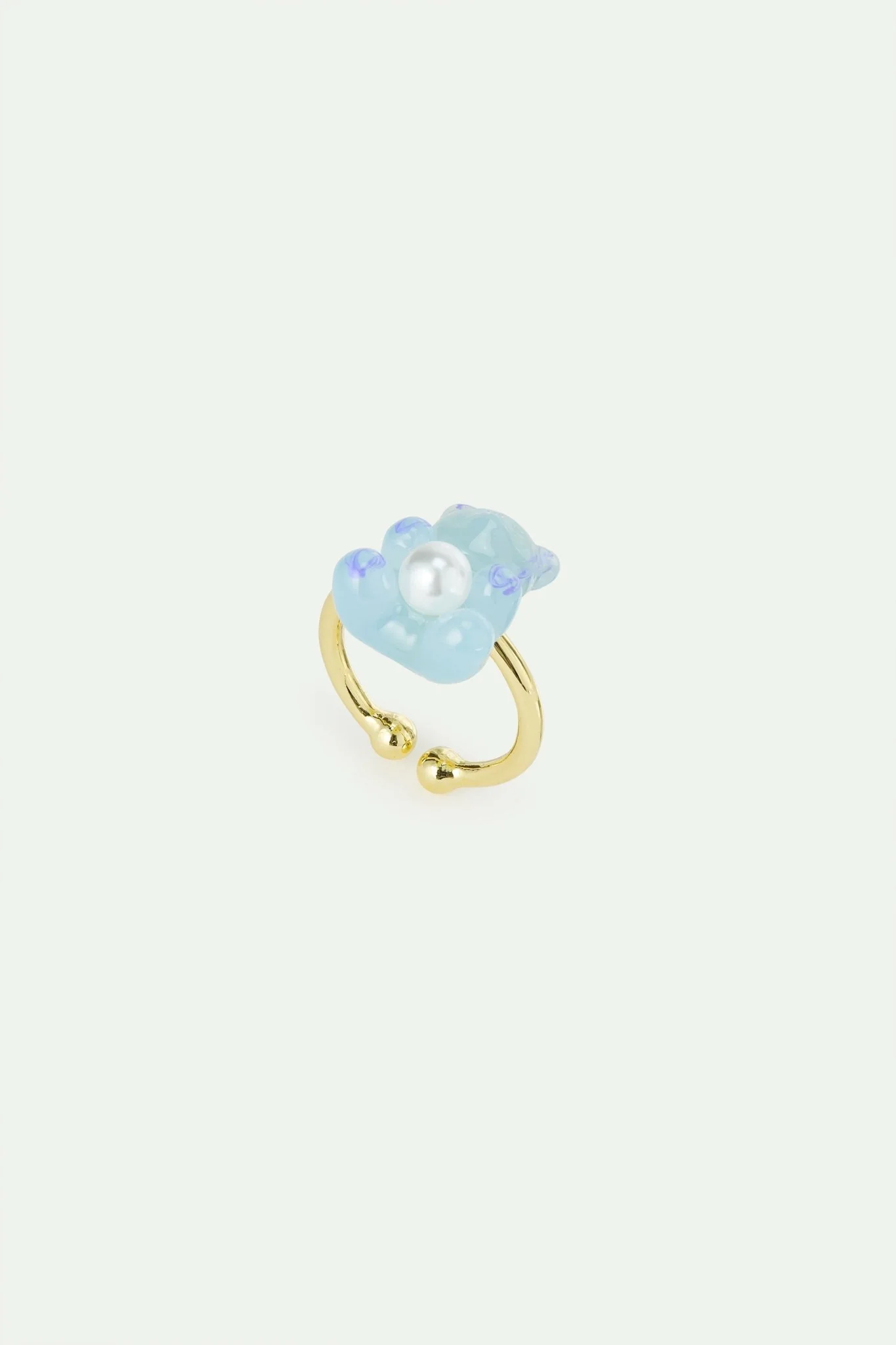 Blue Teddy Bear & Imitation Pearl Ring | AWMC6011