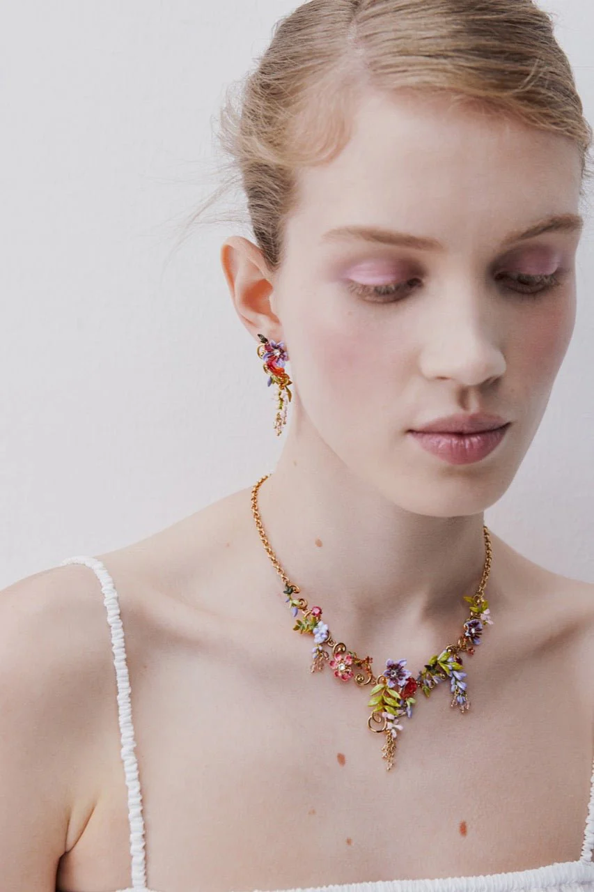 Pink & Purple Wisteria Two-Tone Crystal Statement Earrings | AWMM1011 - Image 4