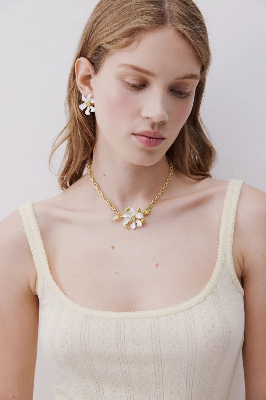 Large White Clematis Flower Earrings | AWNF1011 - Image 3