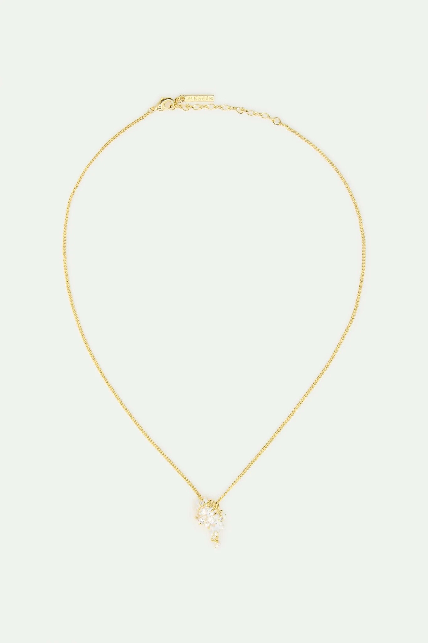 White Wisteria And Cut Crystal Necklace | AWNF3041 - Image 3
