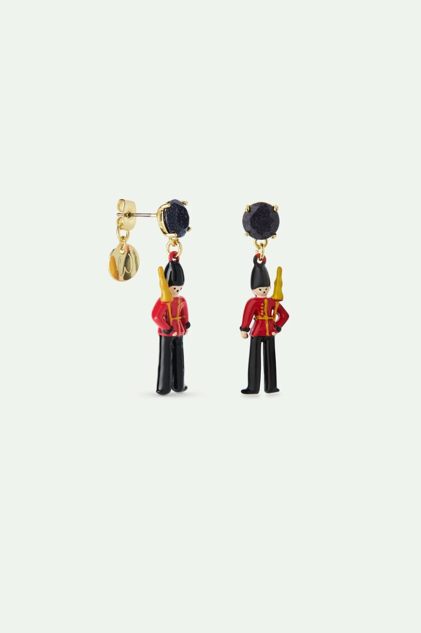 Earrings With Black And Red King'S Guards And Black Faceted Glass | AWWI1101 - Image 2