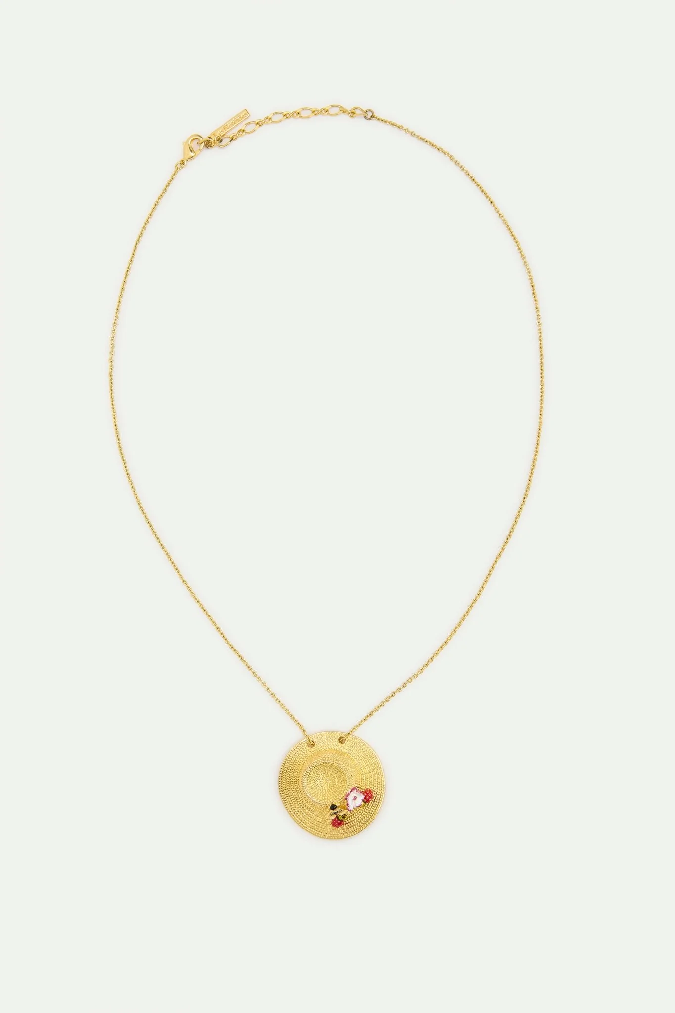 Pendant Necklace With Gold Hat, Cosmos, Bee, Raspberry And Pink Crystal | AXAM3031 - Image 3