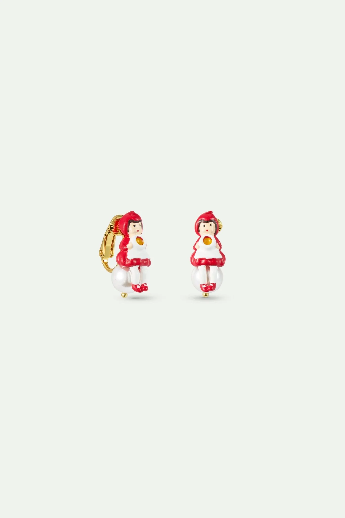 Little Red Riding Hood Earrings, Imitation Pearl | AXCN1051 - Image 2