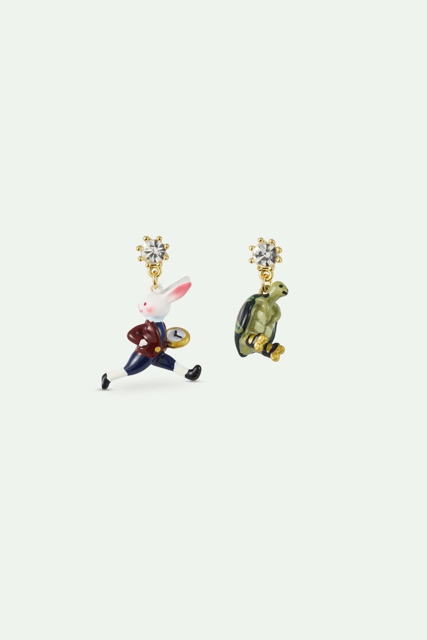 Asymmetrical Earrings The Hare And The Tortoise, Faceted Crystal | AXFB1041