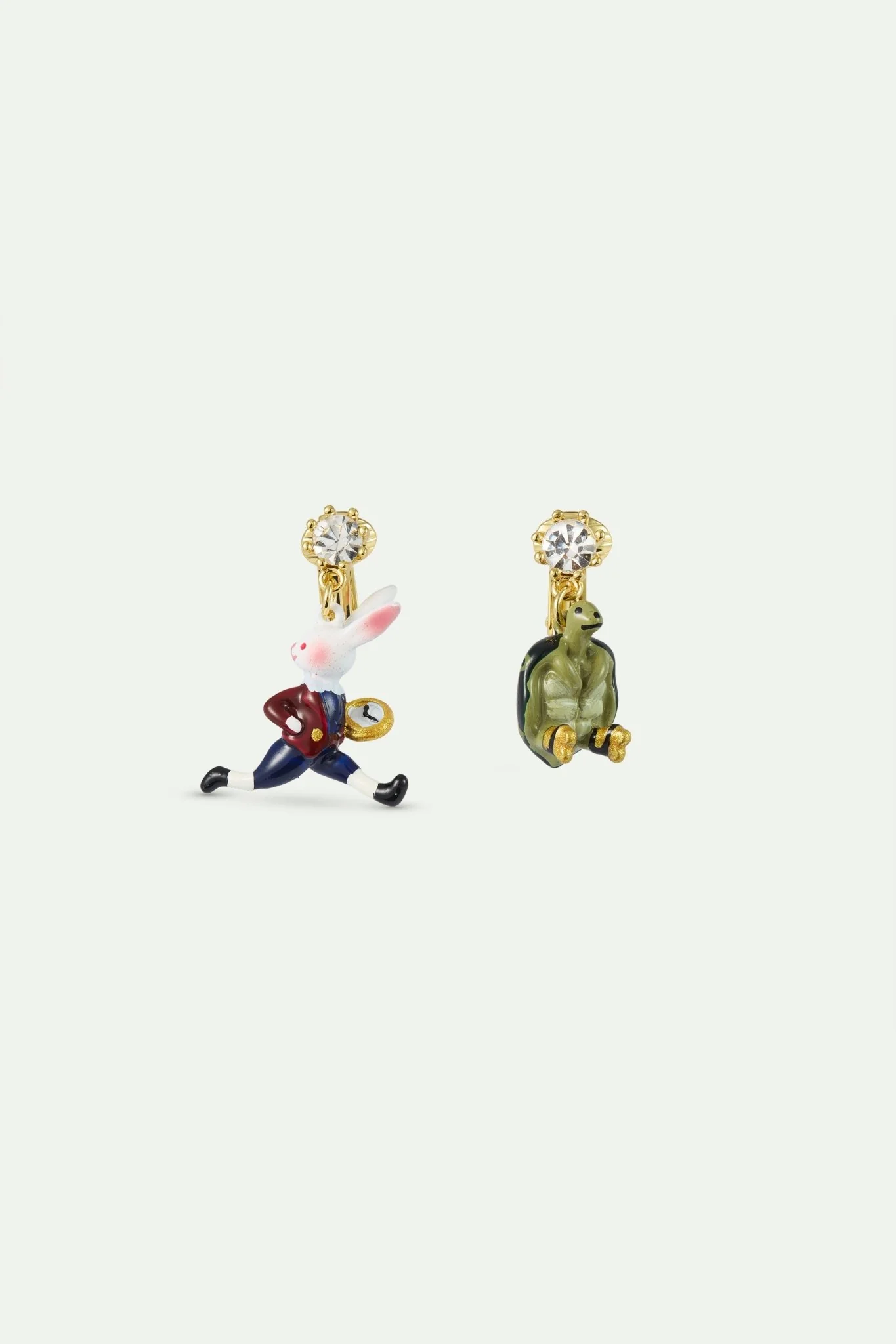 Asymmetrical Earrings The Hare And The Tortoise, Faceted Crystal | AXFB1041 - Image 2