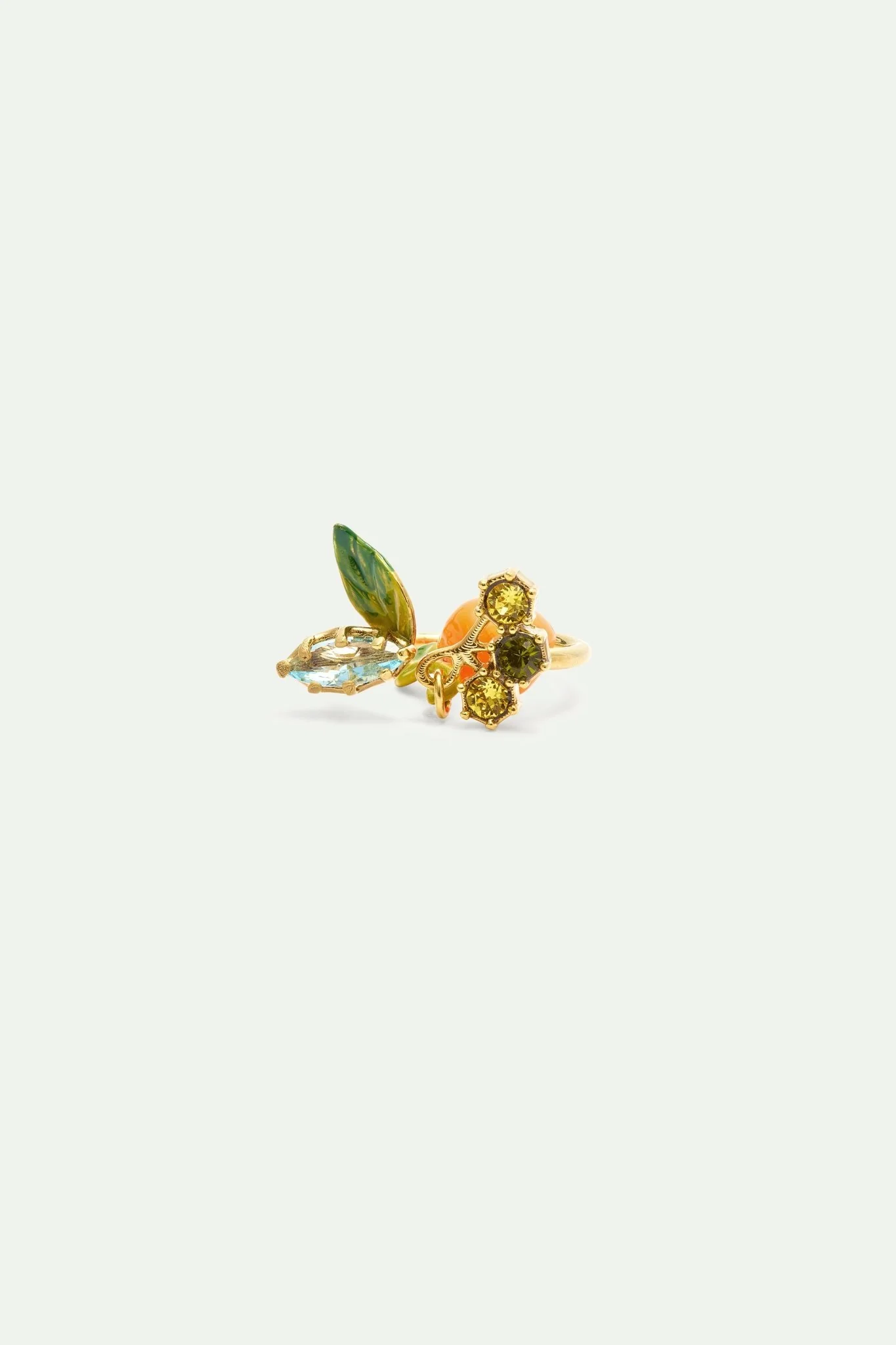 Orange Adjustable Ring With Blue And Green Stones | AXJP6061