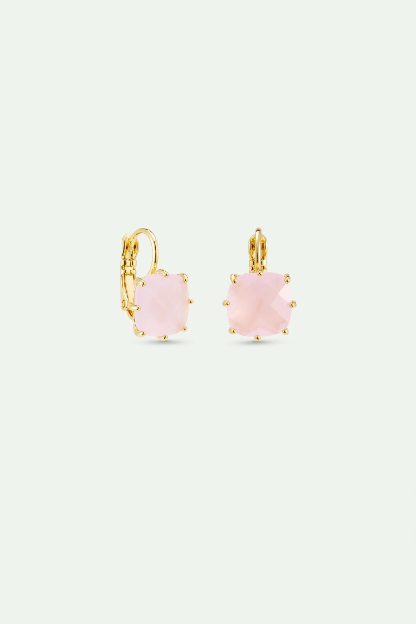 Diamantine Sleeper Earrings With Square Pale Pink Stones | AXLD1011 - Image 2