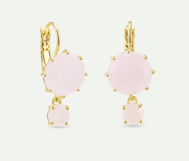 Diamantine Sleeper Earrings With Round Light Pink Stones | AXLD1261