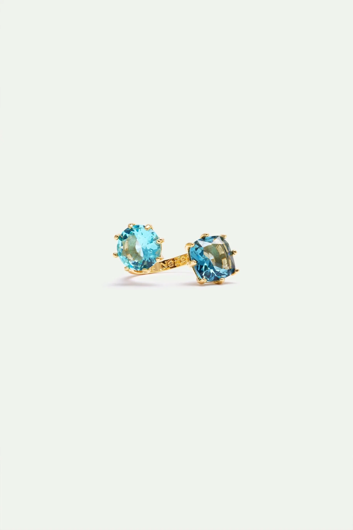 Diamantine Adjustable Ring With 2 Acqua Azzura Stones | AXLD6603