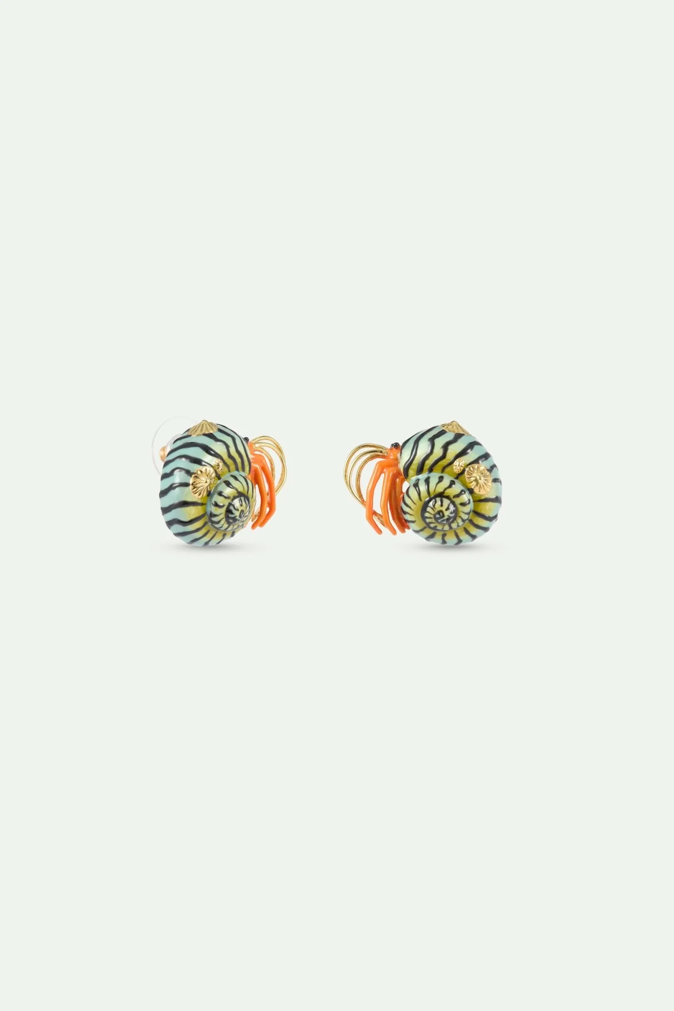 Green And Orange Hermit Crab Earrings | AXMO1081 - Image 2