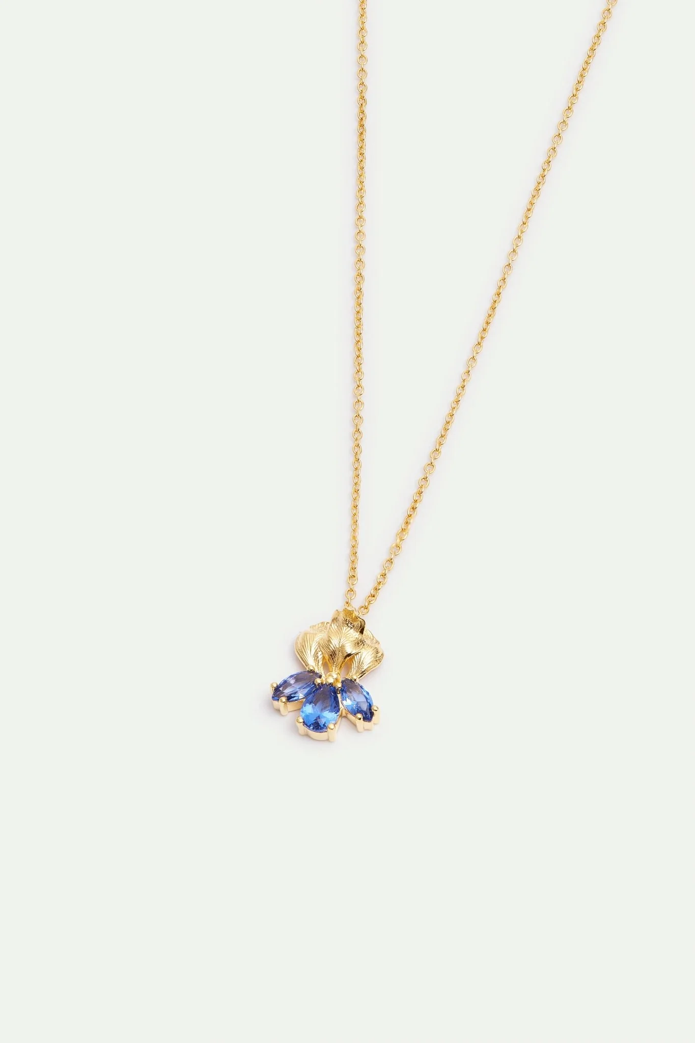 Golden Iris And Blue Stone Pendant Necklace | AXNF3011 - Image 4