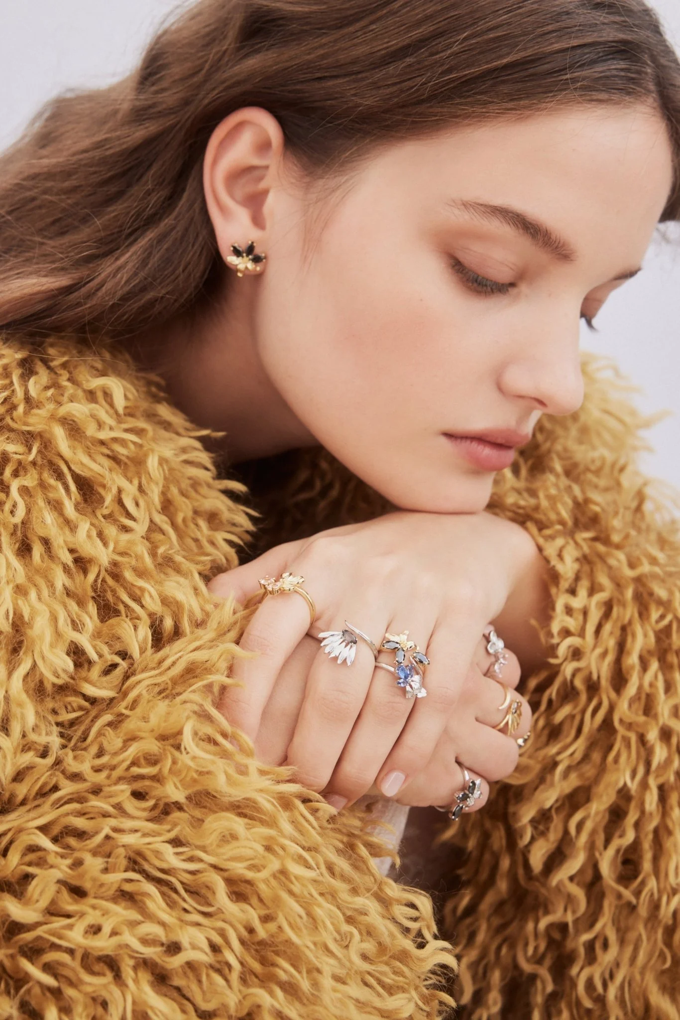 Adjustable Gold Ring With Cherry Blossom And Pink Stones | AXNF6031 - Image 2