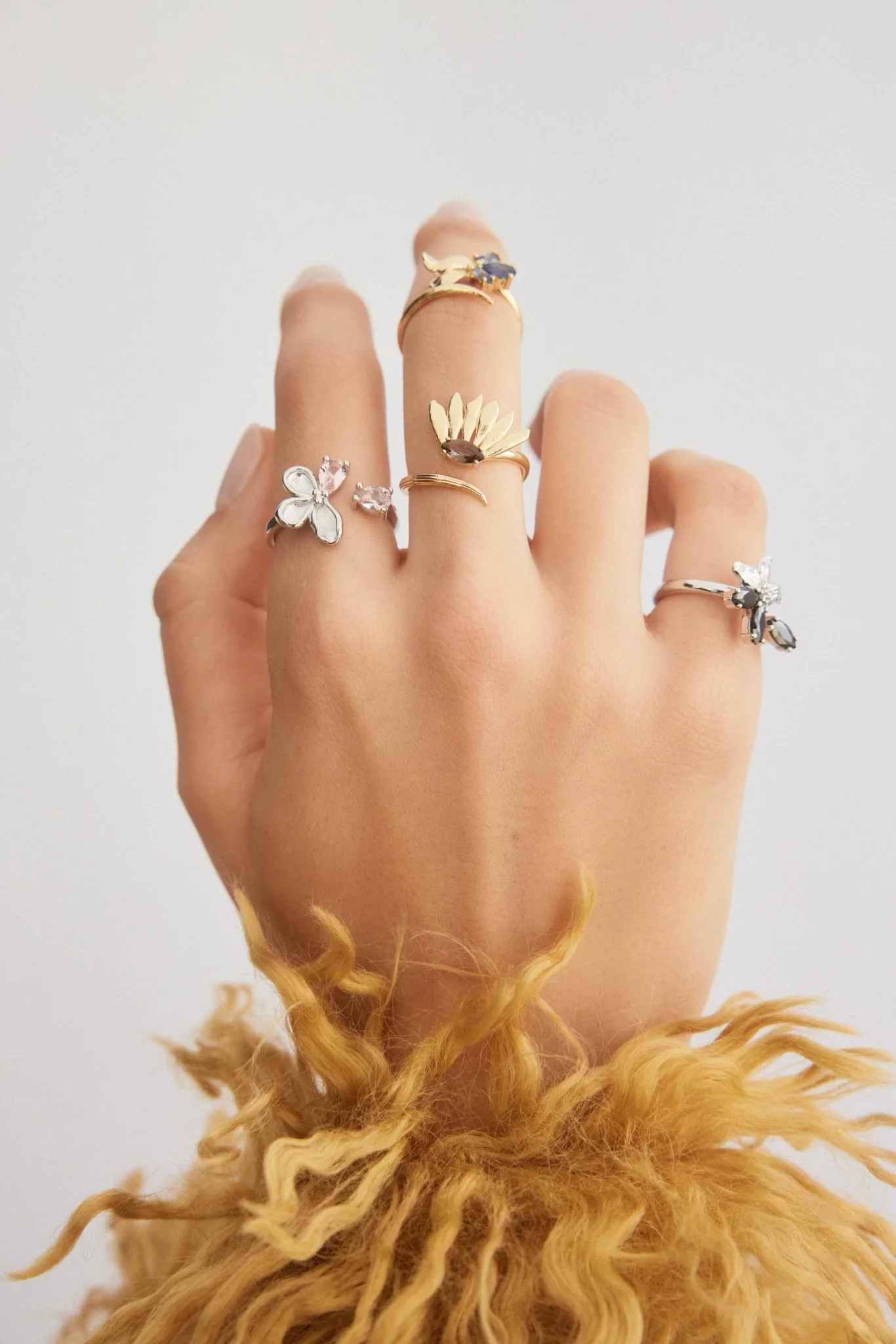 Adjustable Silver Ring With Cherry Blossom And Pink Stones | AXNF6041 - Image 2