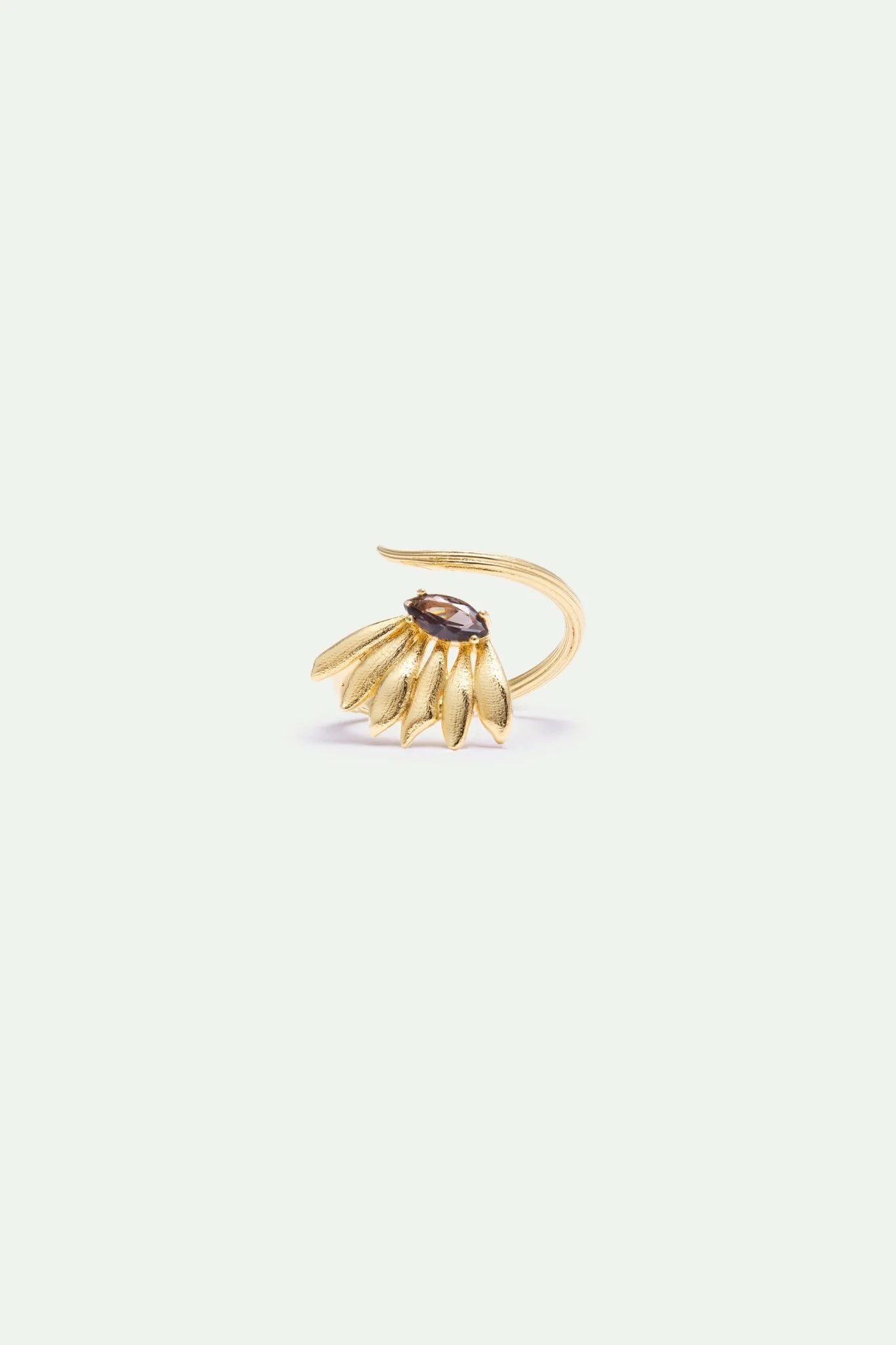 Golden Sunflower And Purple Stone Adjustable Ring | AXNF6051 - Image 2