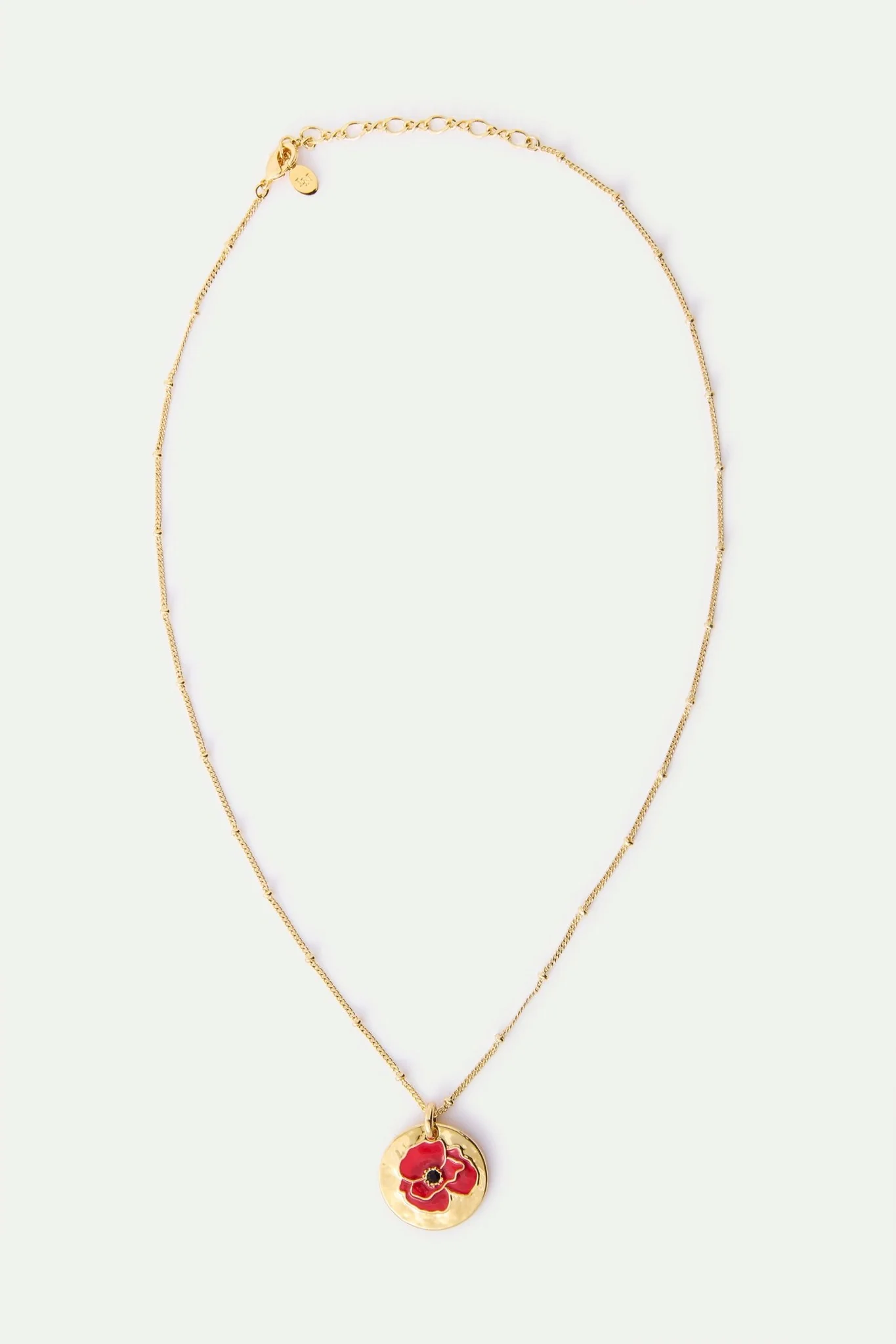 Pendant Necklace With Poppy On Gold Medallion | AXOC3011 - Image 3