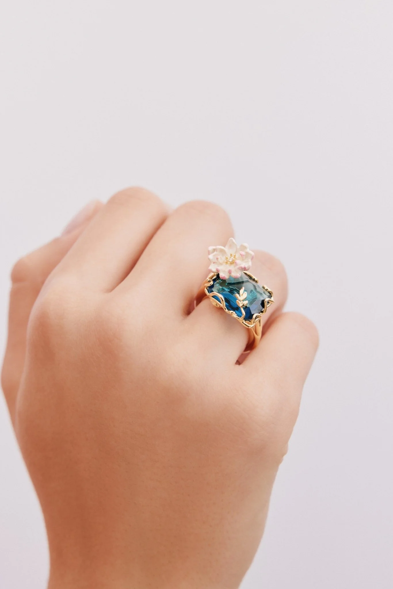 Blue And Pink Water Lily Pond Ring | AXON6021 - Image 2
